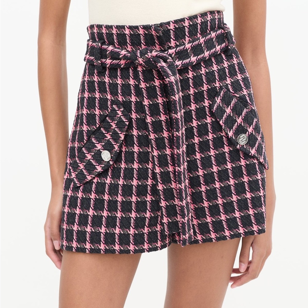 Maje Black & Pink Tweed Skort Suit